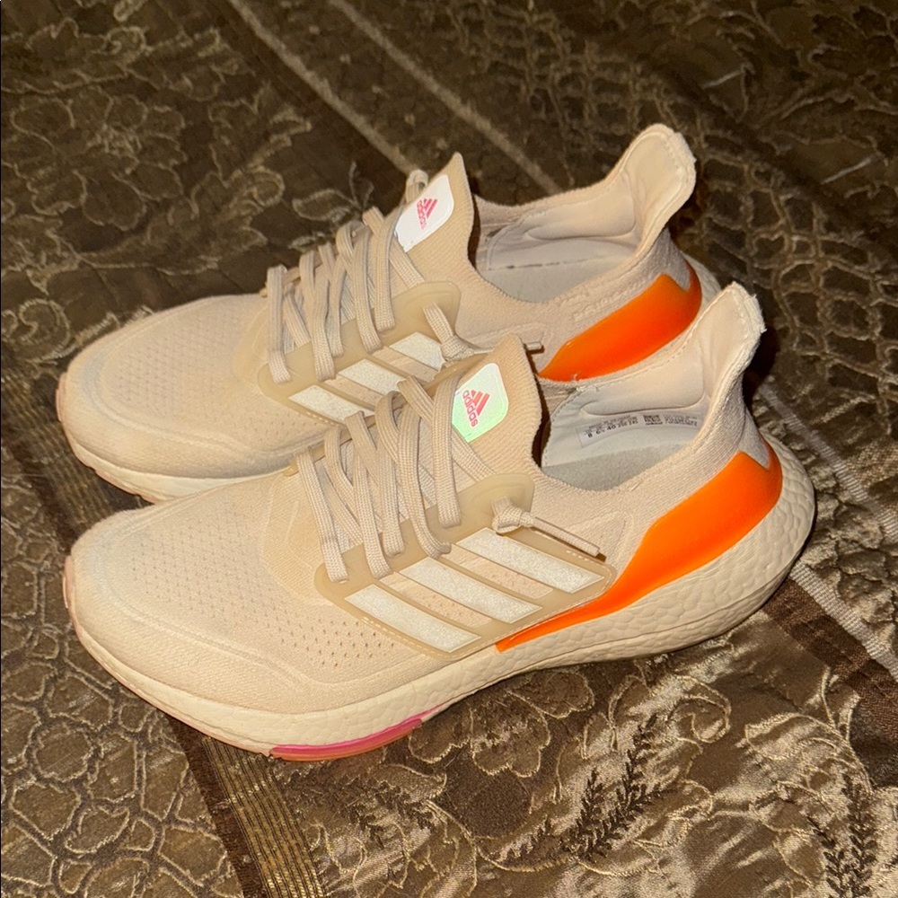 adidas Beige and Orange Athletic Shoes